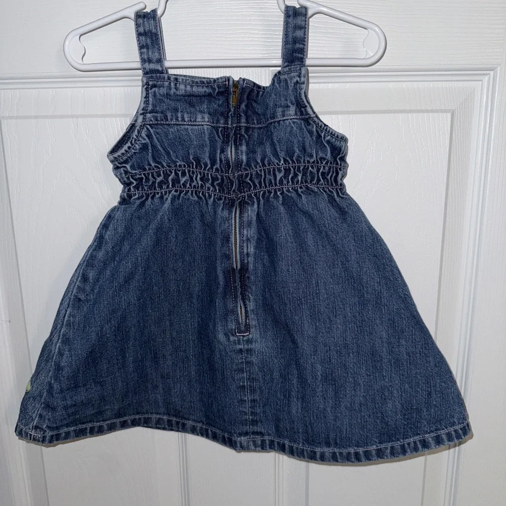 Vtg Y2K Gymboree Flower Denim Dress Girls 18-24 Months 2006